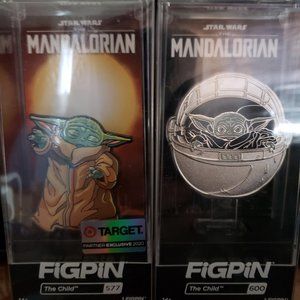 FiGPiN #577 Star Wars The Mandalorian The Child w/Force & #600 The Child Silver